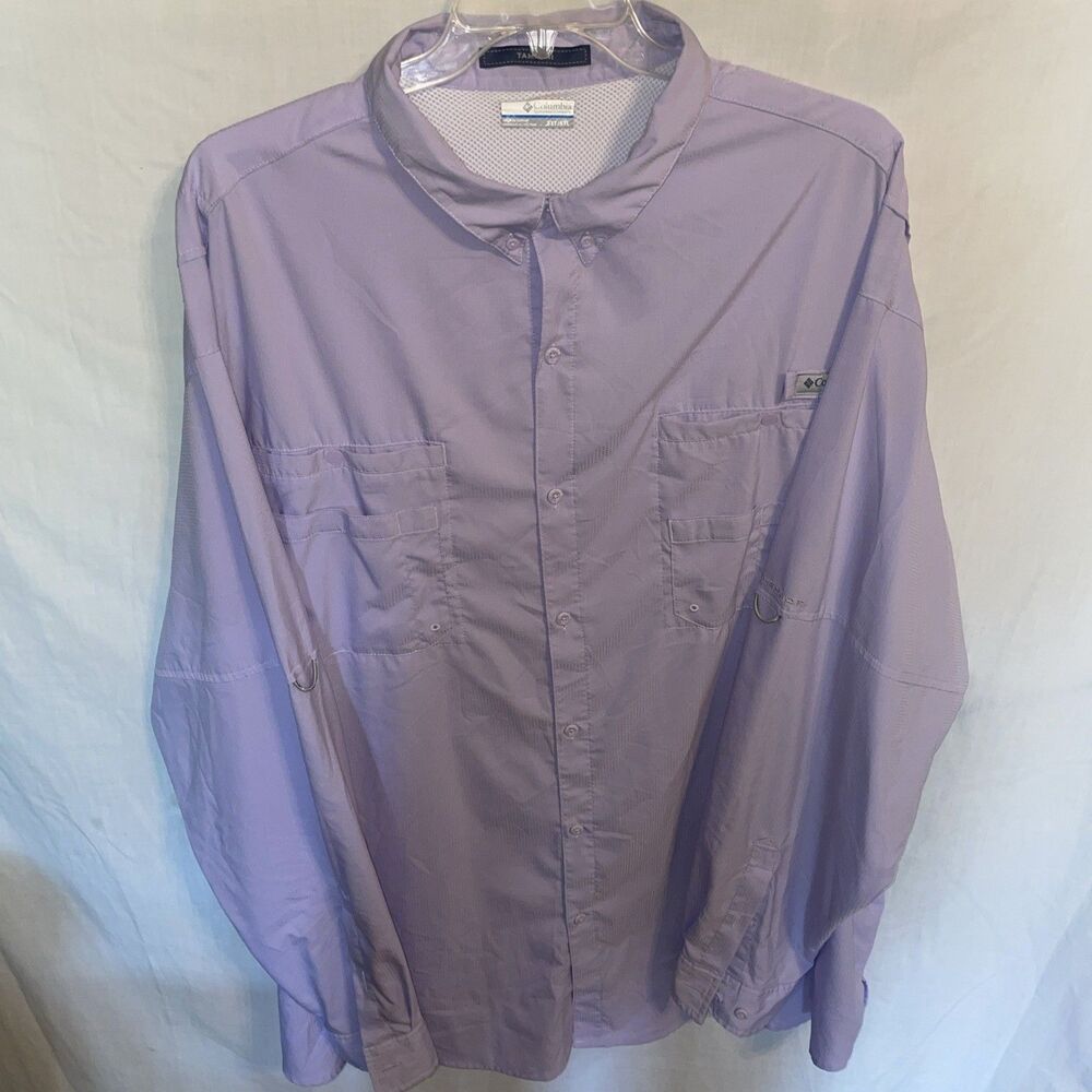 Columbia Tamiami Mens Fishing Shirt Size 5X Tall Purple Athleisure Activewear